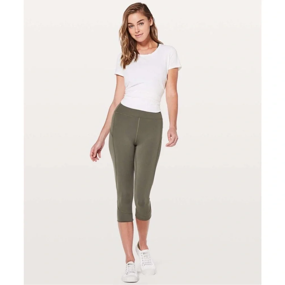 Lululemon In Movement Crop Everlux Legging In Sage Size 10